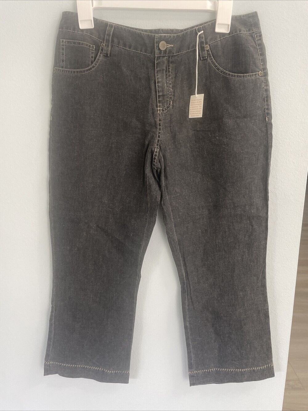 Tori Richard Women's Sz 6 Gray 100% Linen Pants Capri